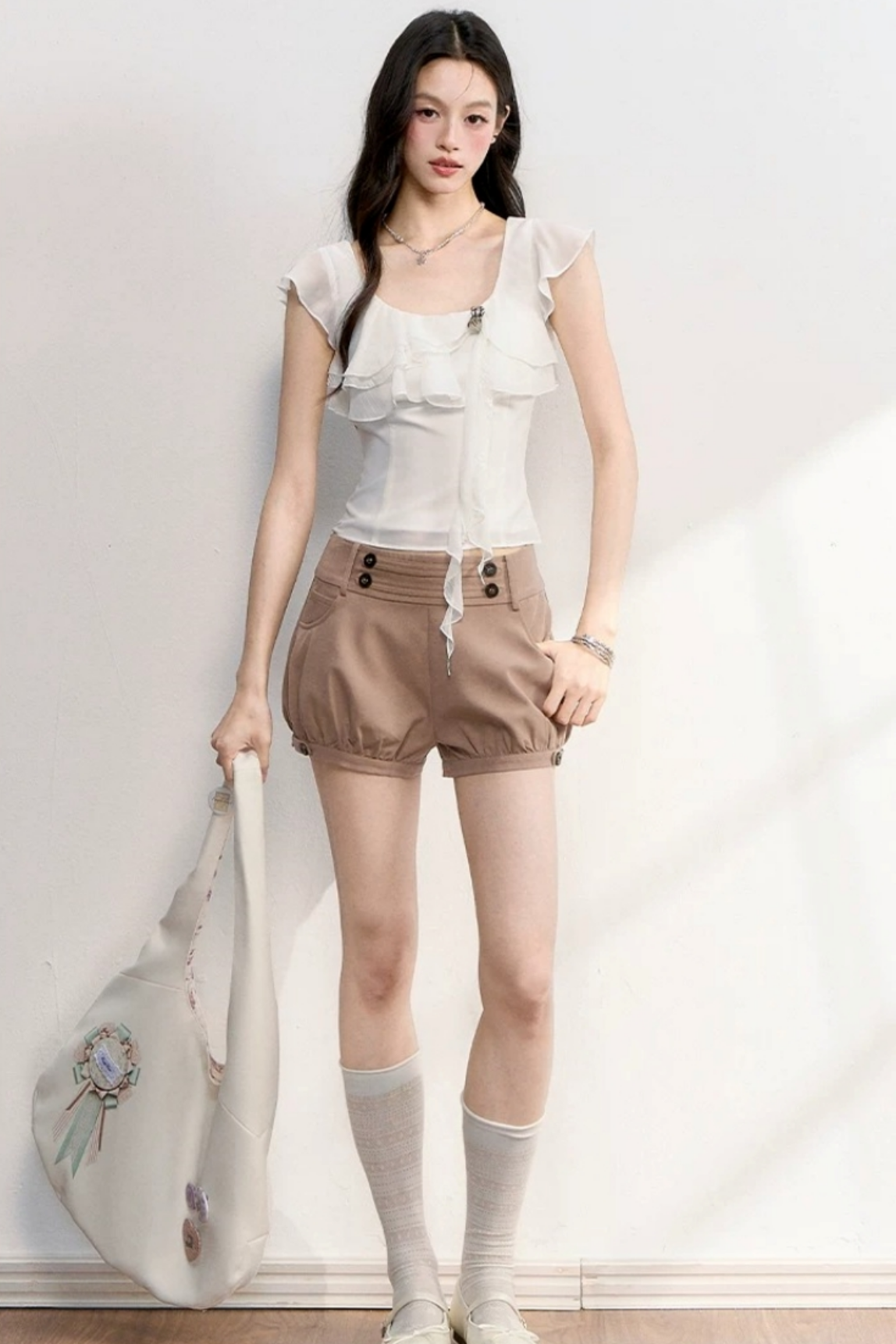Lace Patchwork Ruffle Top