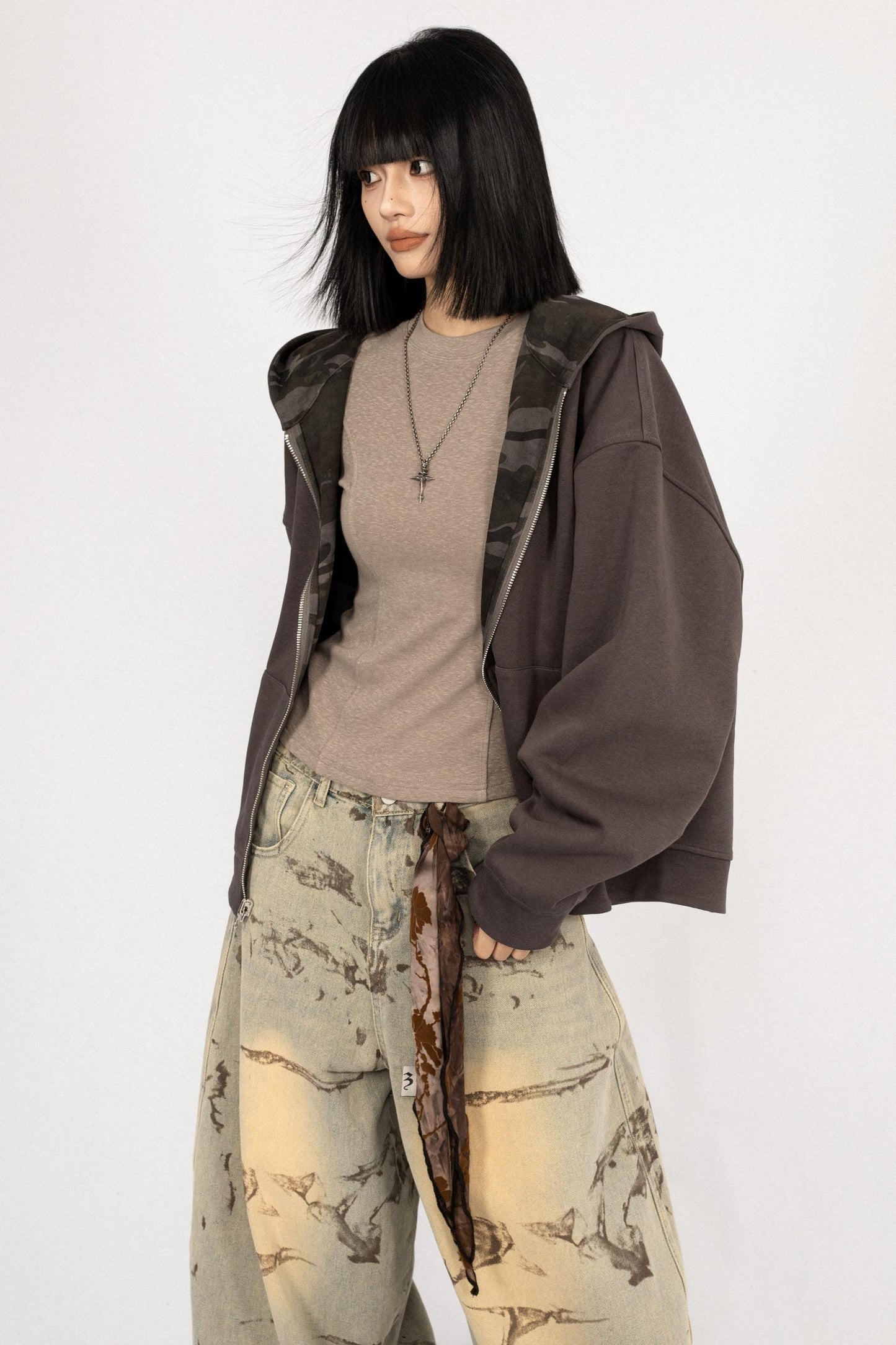 Autumn Vintage Hooded Reversible Jacket