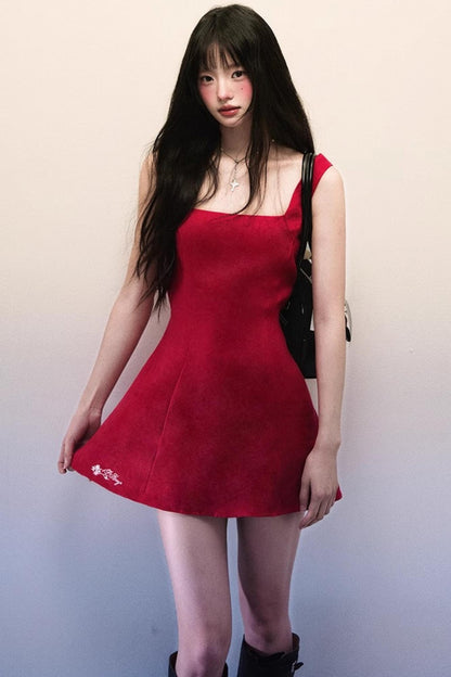 Square Neck Cotton-Linen Dress