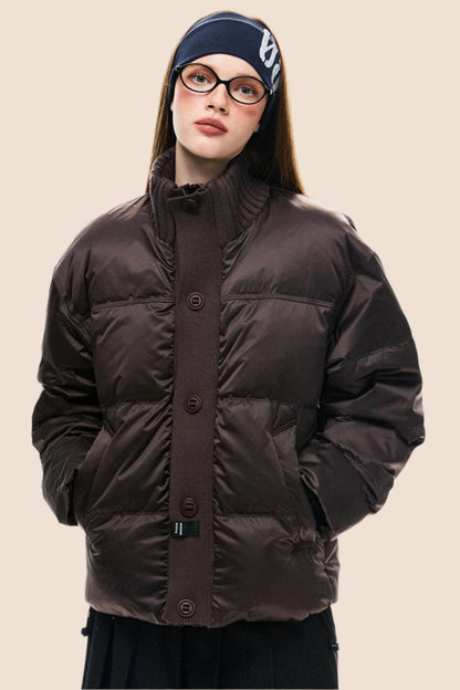 Contrast Stitching Padded Down Jacket