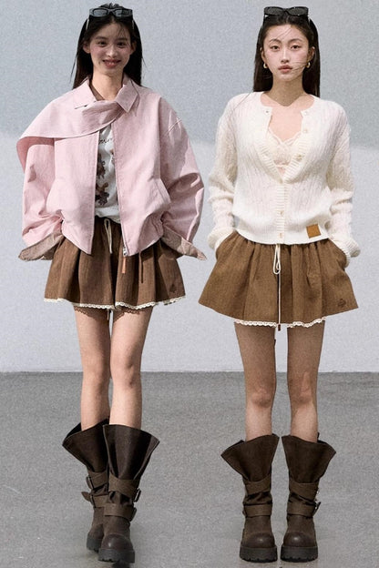 Lace Texture A-Line Skirt