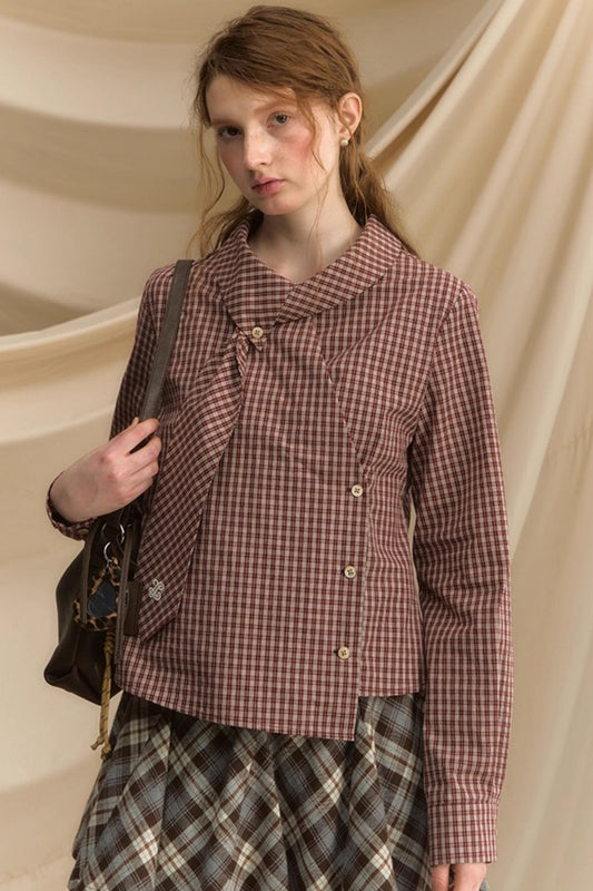 Relaxed Diagonal Plaid Shirt