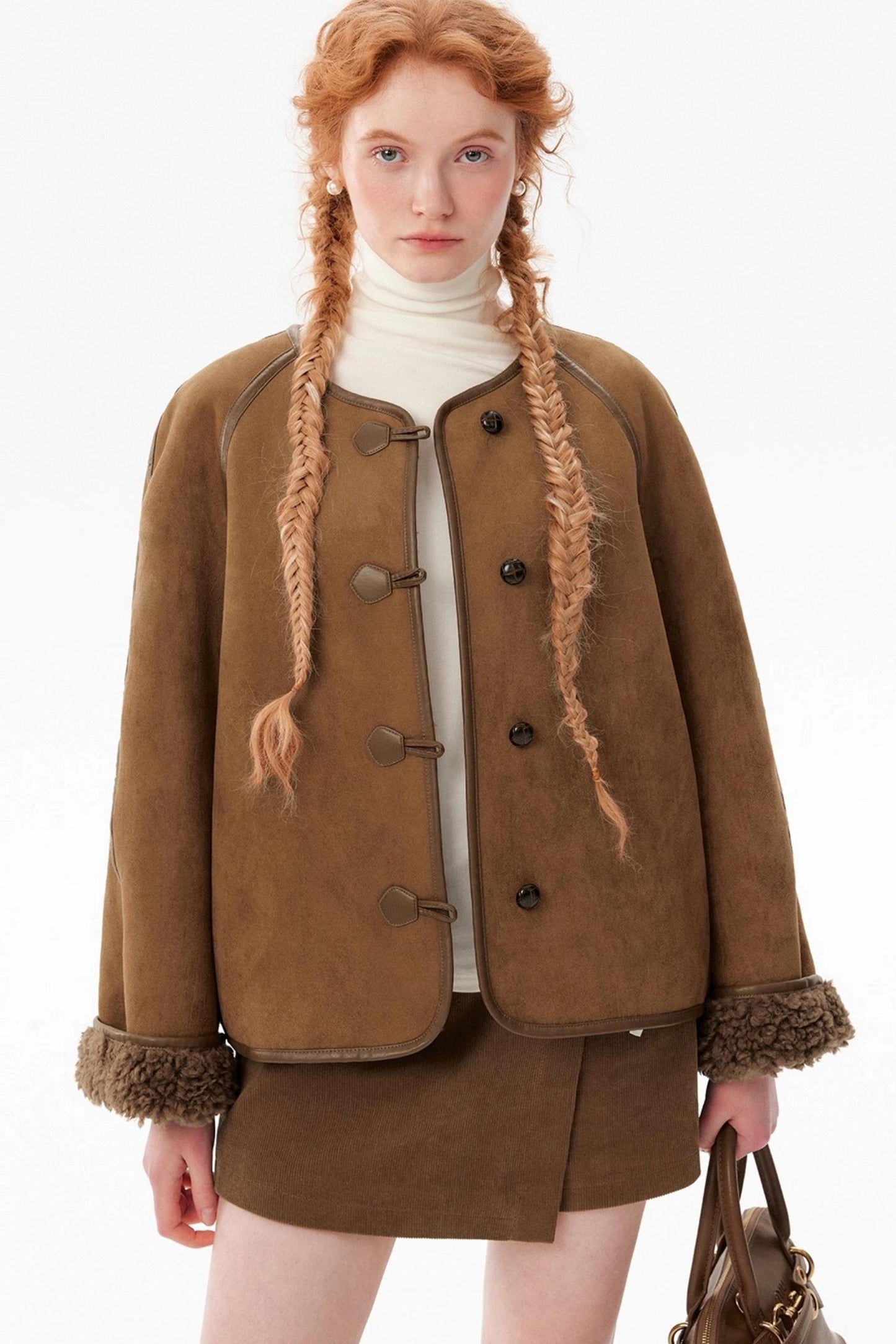 Retro Brown Suede Wool Jacket