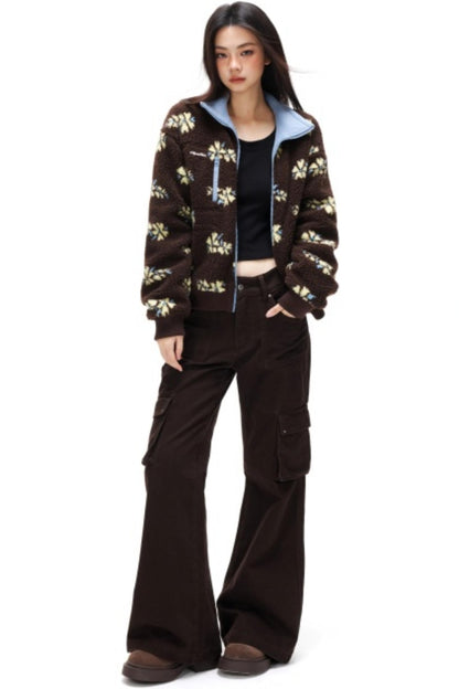 Floral Fair Isle Fleece Jacket