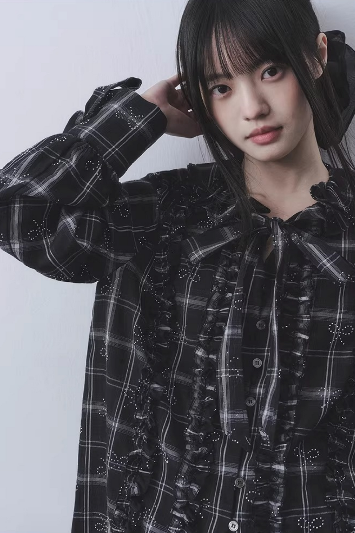 Starry Night Plaid Blouse Set