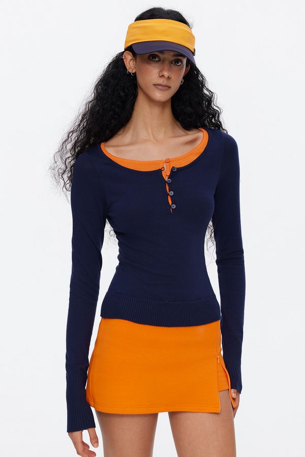 Lyocell Tencel Color-Blocked Sweater