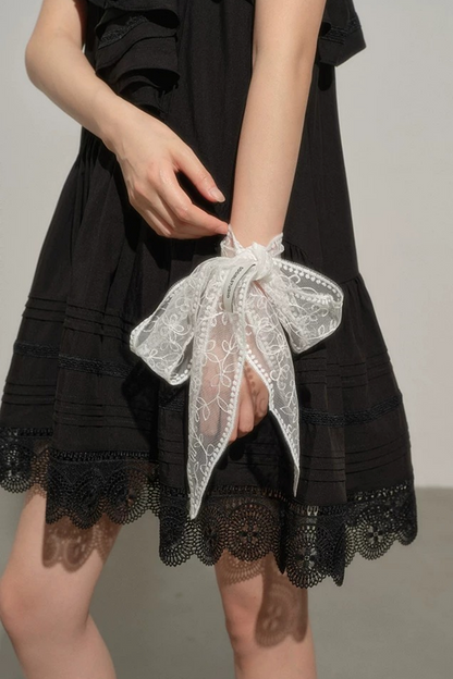 French Lace Floral Hair Tie Scarf