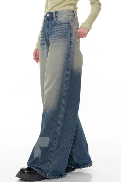 Retro Bow Design High-Waisted Denim Pants