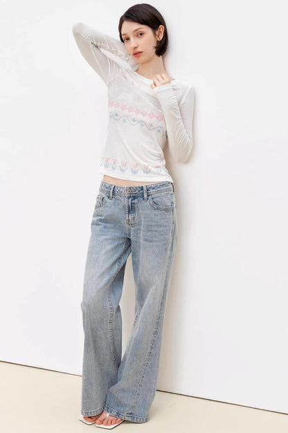 Fair Isle Wool Blend Long Sleeve Tee