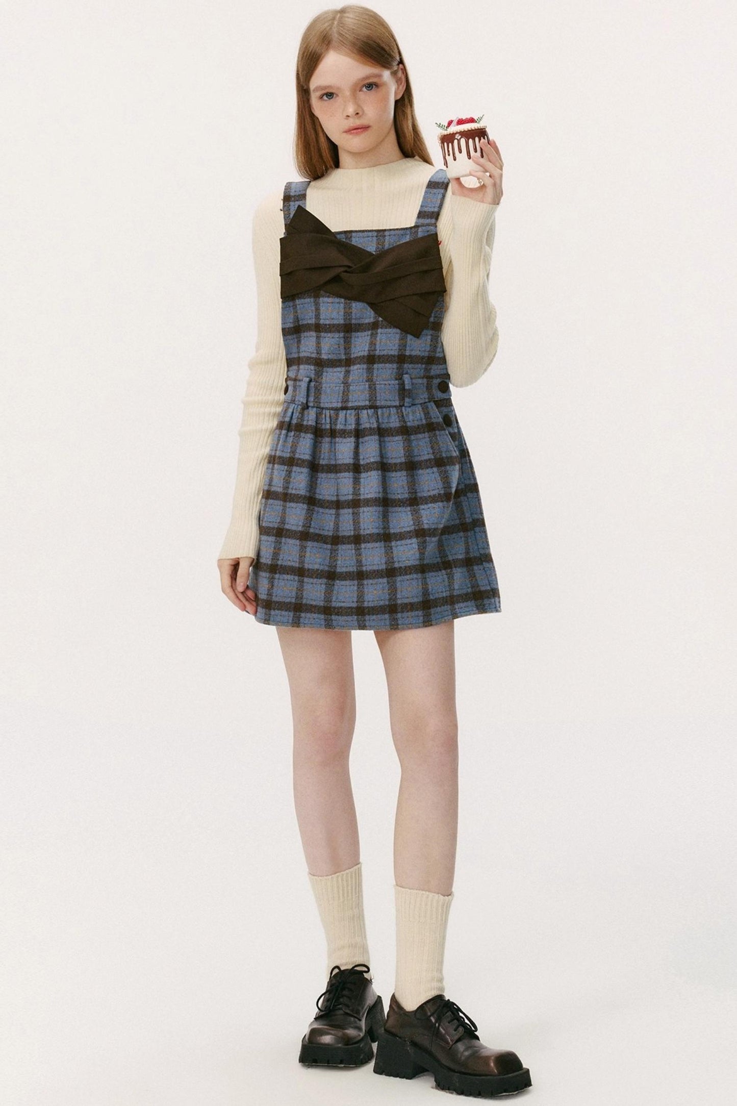 Blueberry Wool-Blend A-Line Short Dress