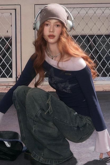 Autumn Star Flared Long Sleeve T-Shirt