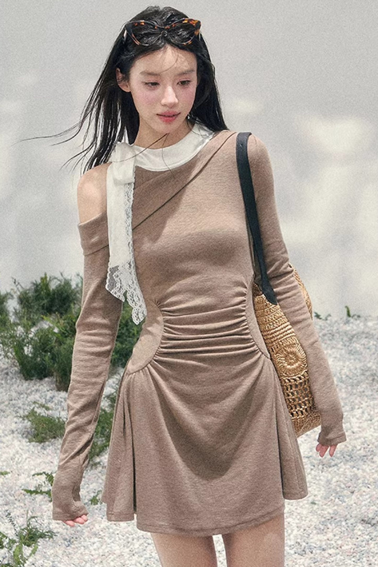 Entwined Warmth Waist-Cinching Dress