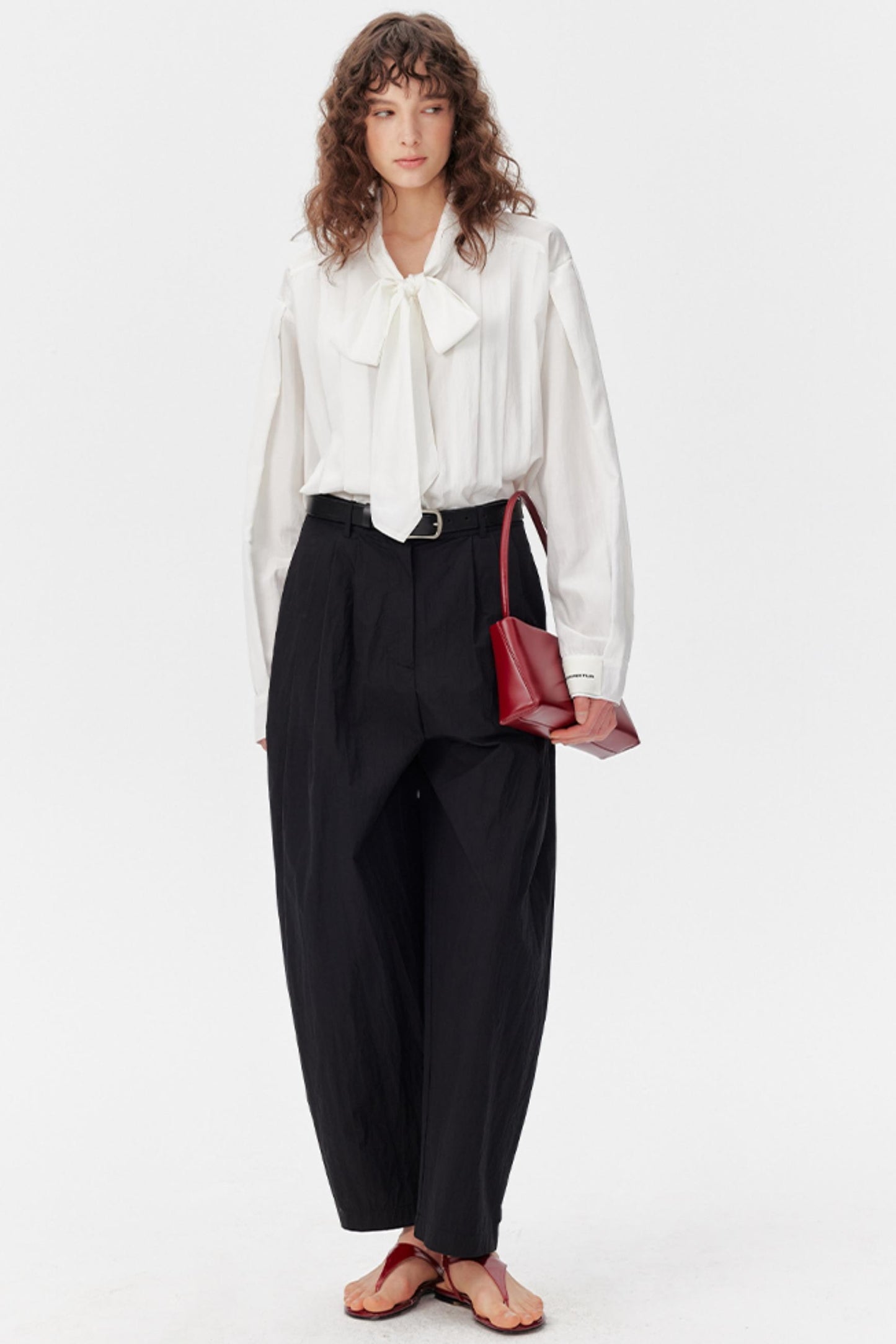 Pleated Bow Tie Shirt