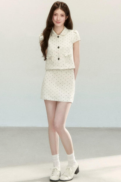 Completo coordinato con blusa a pois rétro