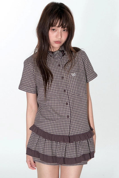 Original Plaid Doll Collar Two-Piece Set-Up