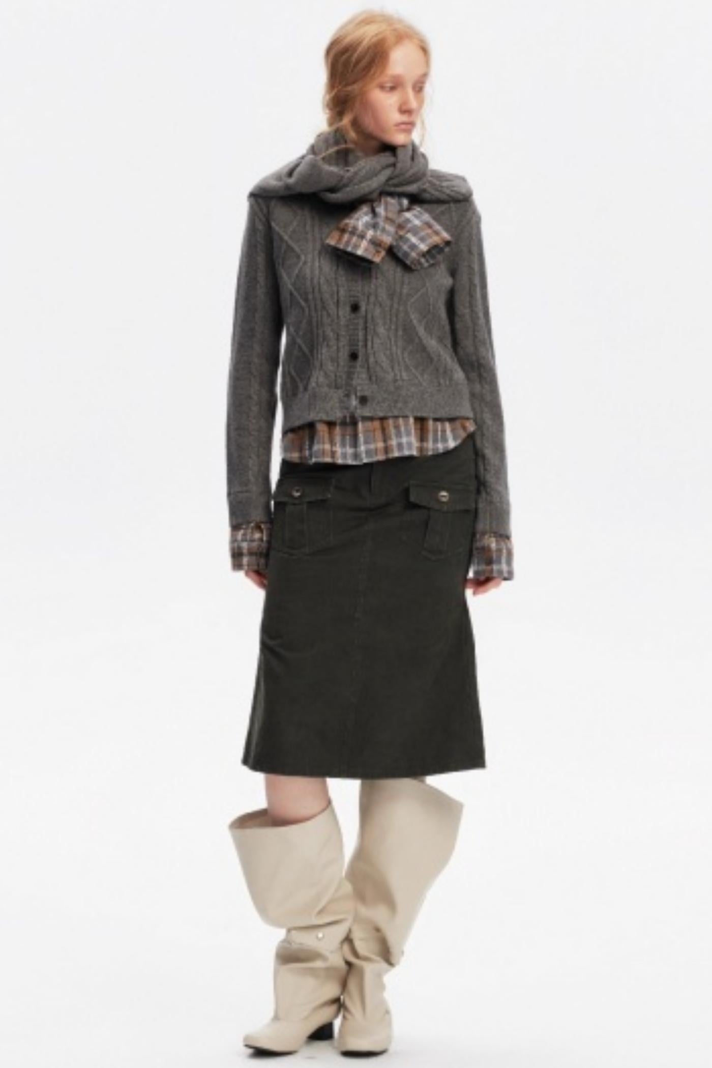 Wool Twist Cardigan Sweater Set-Up