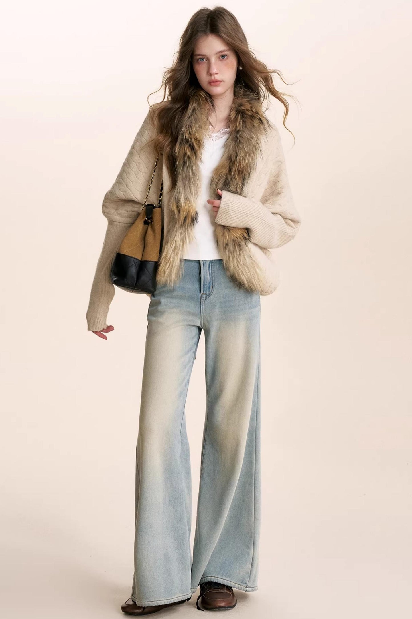 Romantic French Fur Collar Cardigan