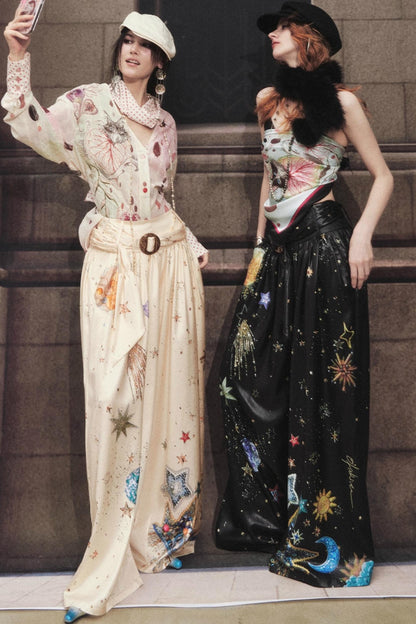 Pleated Sky Wide-Leg Pants