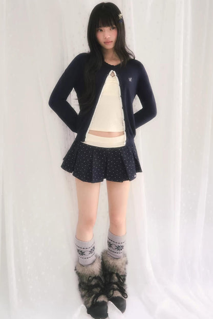 Color-Blocked Pleated Floral Skirt