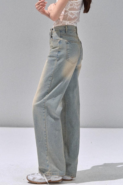 Retro Washed Straight Jeans