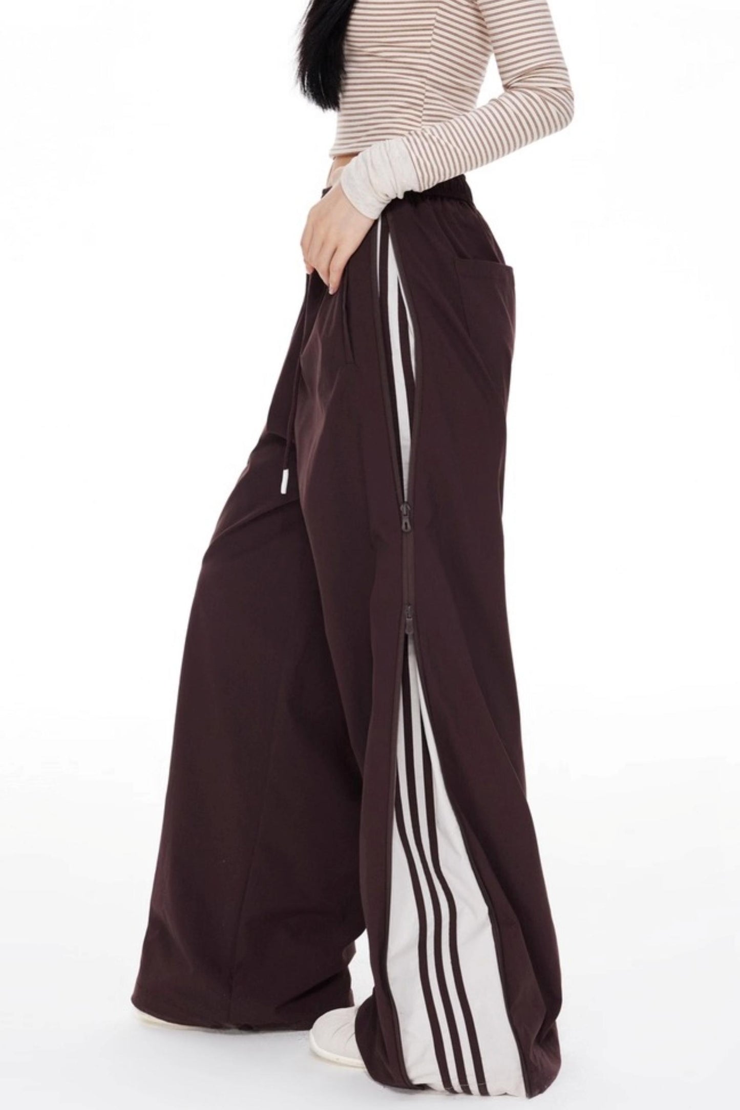 Striped Wide-leg Pants