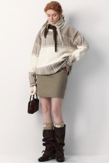Fair Isle Retro Color-Blocked Sweater