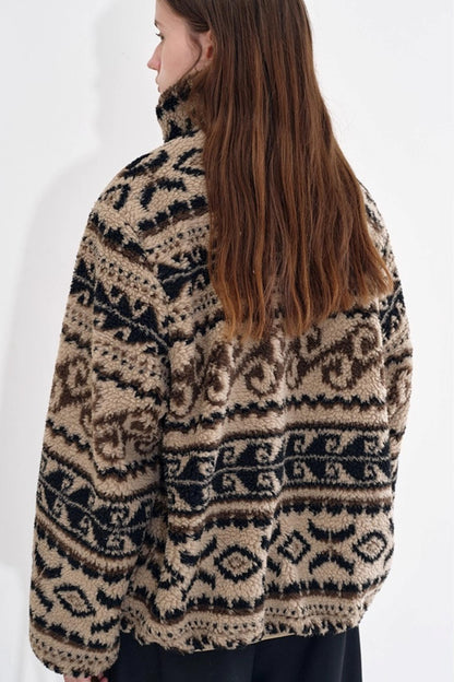 Fair Isle Faux Shearling Jacket