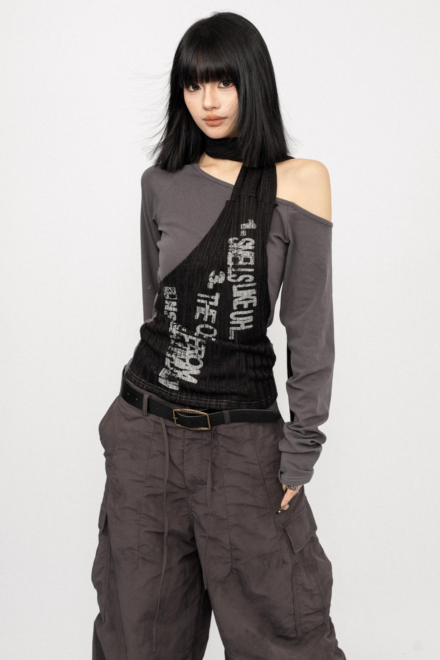 Niche Design Off-Shoulder Coffee Top