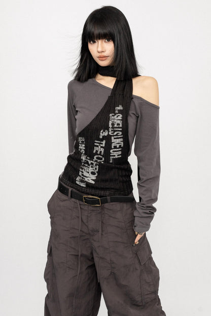 Niche Design Off-Shoulder Coffee Top