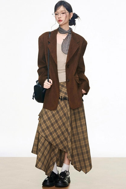 Suede Blazer Skirt Set-Up