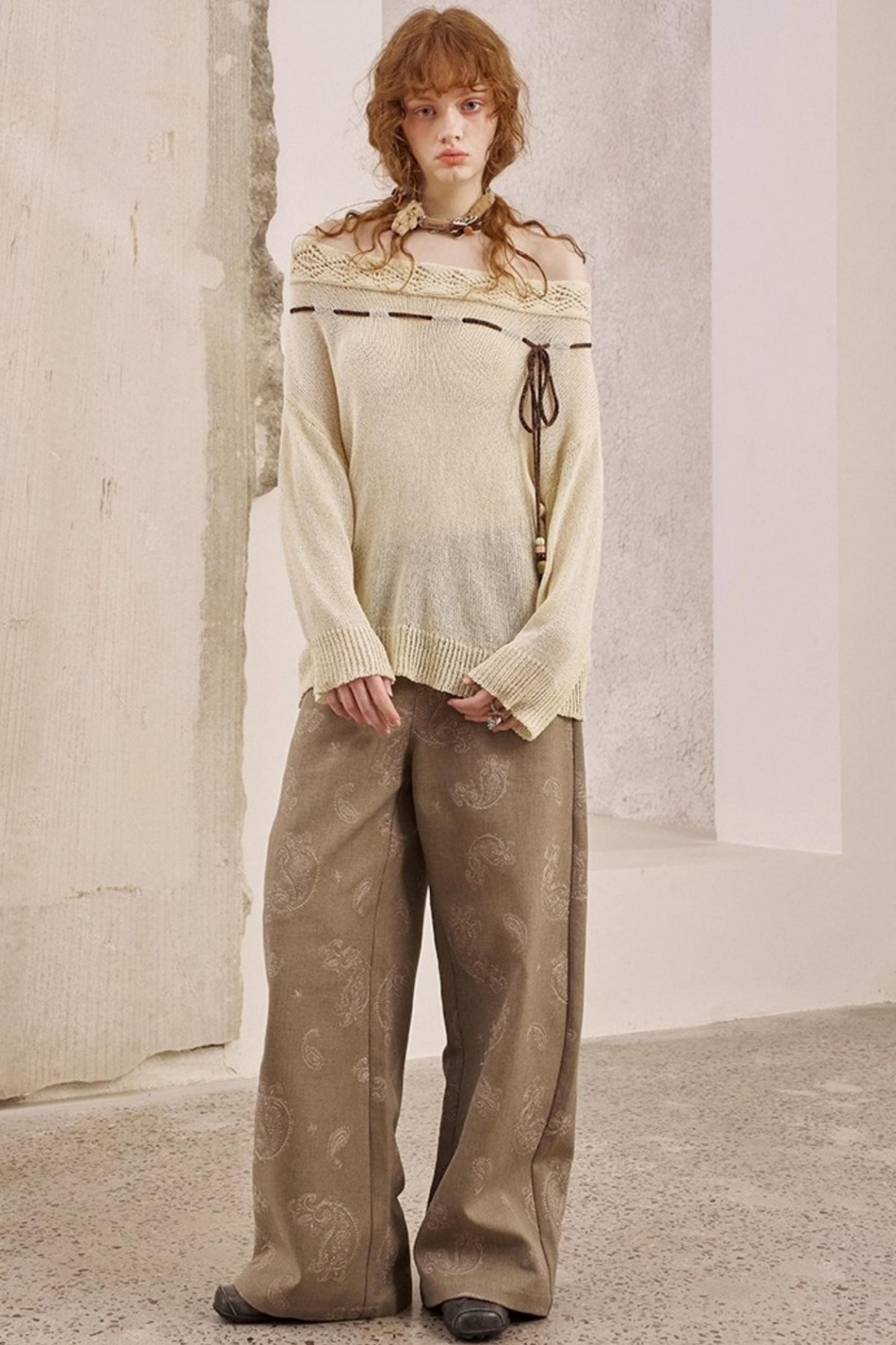 Autumn Shoulder Cut Knit Sweater