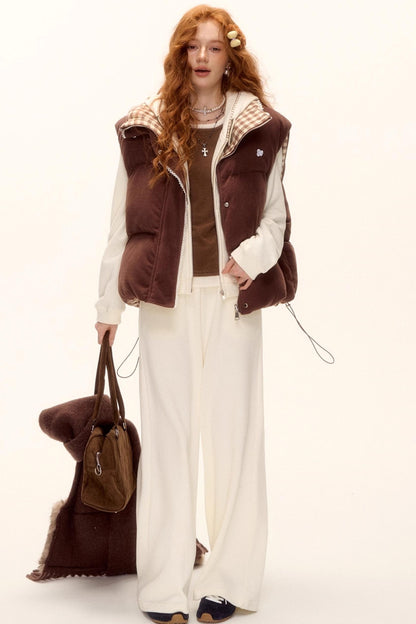 Reversible Plaid Lace Vest Jacket