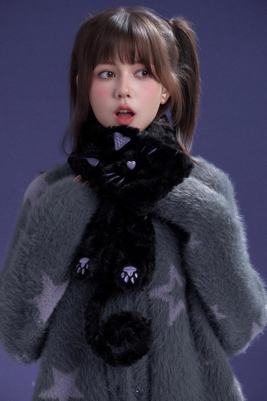 Black And Purple Cat Scarf