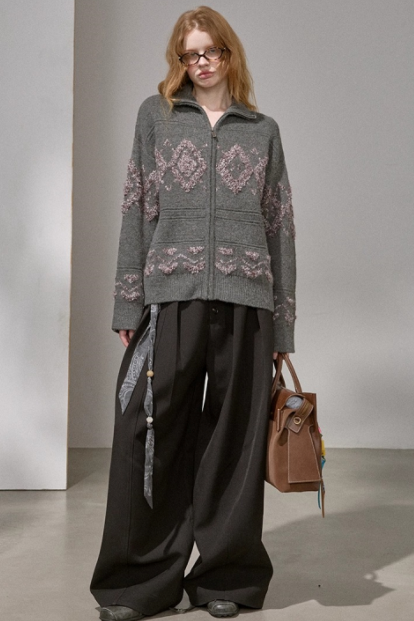 Diamond Pattern Knitted Cardigan