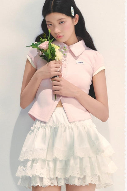 White Lace Tiered Midi Skirt