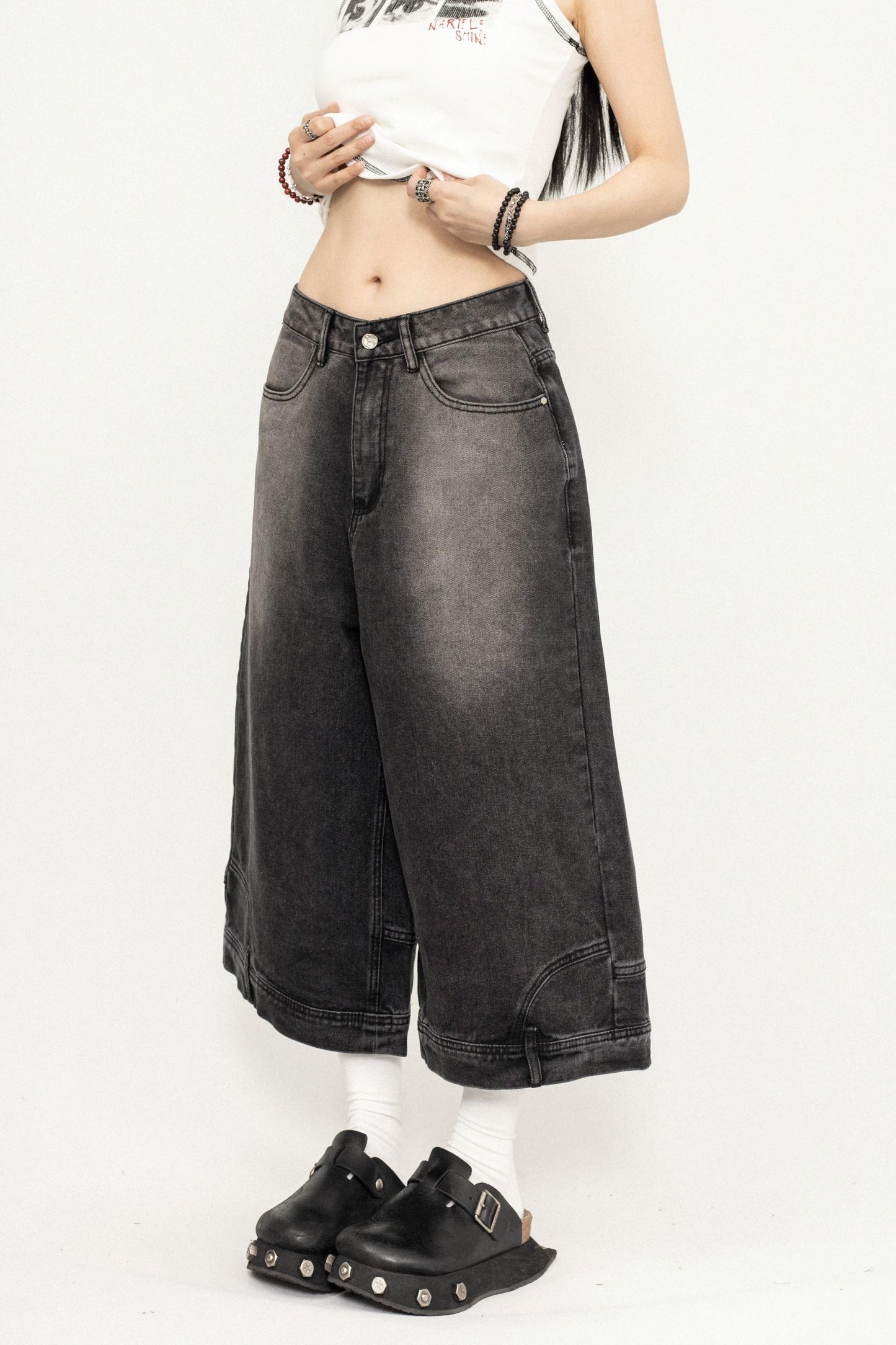 Wide-Leg Denim Pants