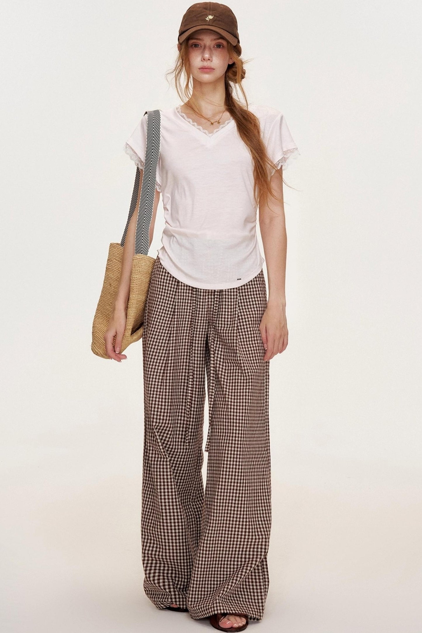 Floral Lace Shirring Short Sleeve T-Shirt