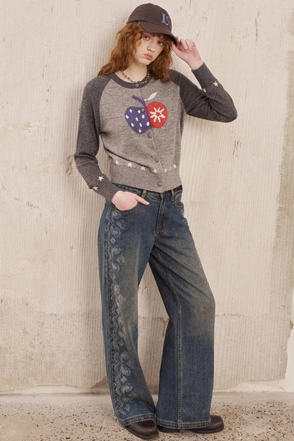 Apple Wool Blend Slim Fit Knitted Cardigan