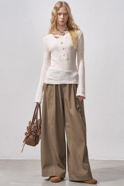 Sequin Henry Collar Knit Sweater