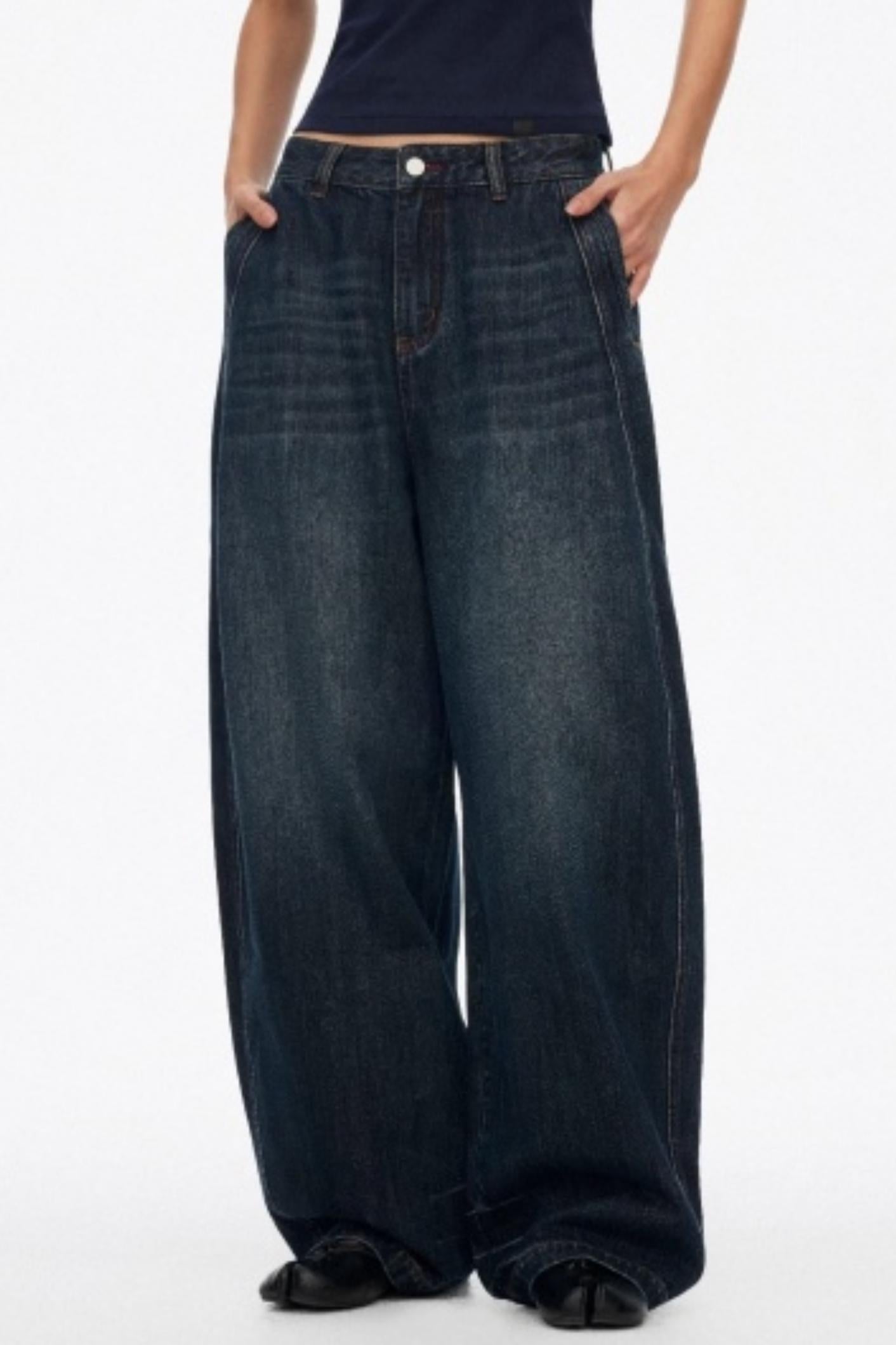 Distressed Cat Whiskers Straight Jeans