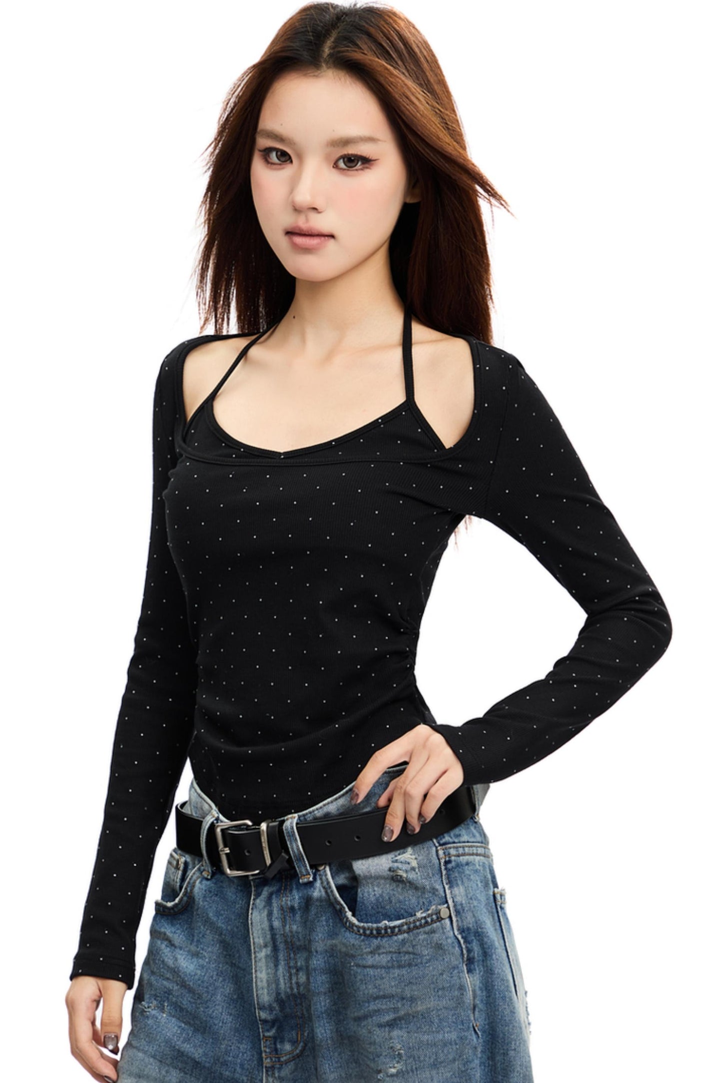 Vintage Diamond Halterneck Slim Fit Knit Top