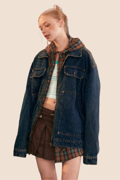 Vintage Distressed Wash Denim Jacket