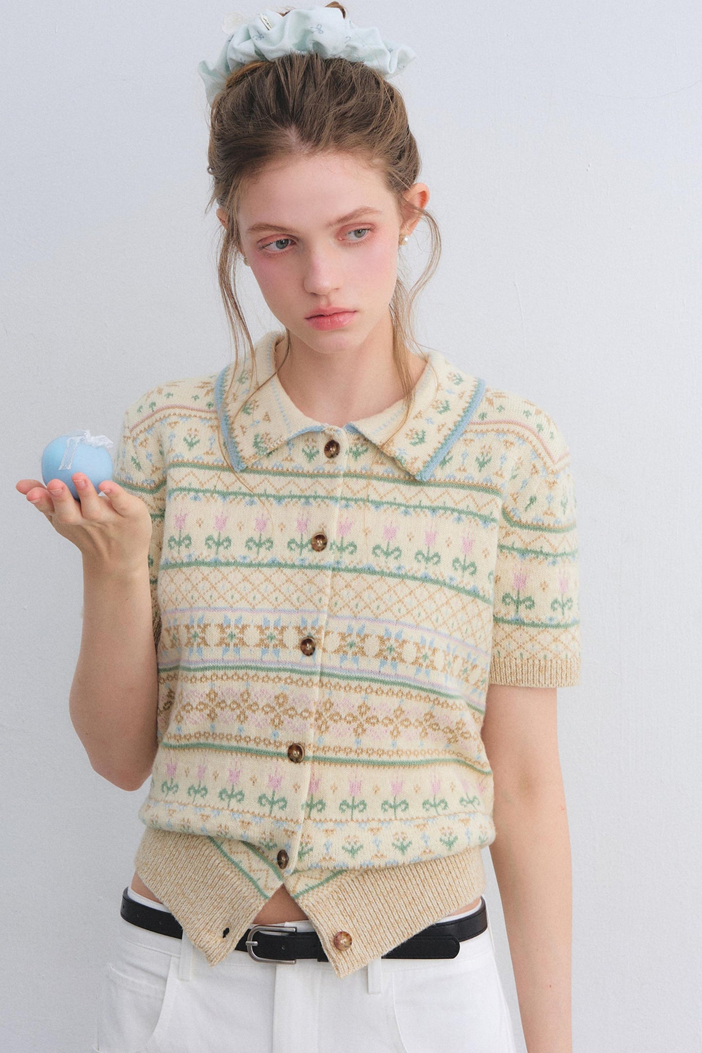 Wool Blend Fair Isle Top