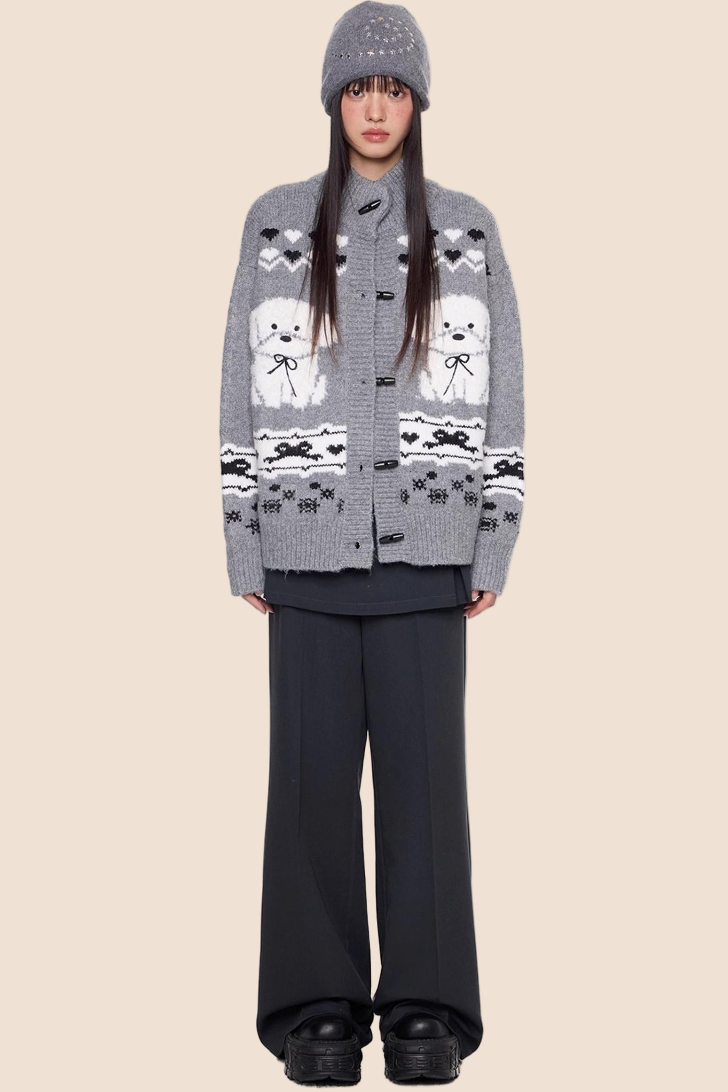 Vintage Dog Knit Cardigan Sweater