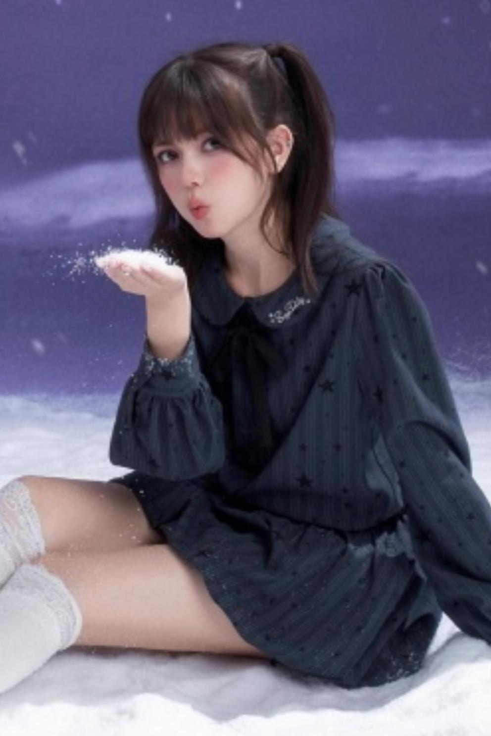 Dark Night Blue Bud Dress Set-Up