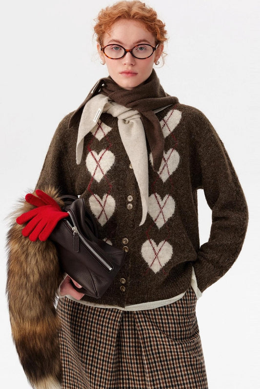 Retro Heart Knit Cardigan