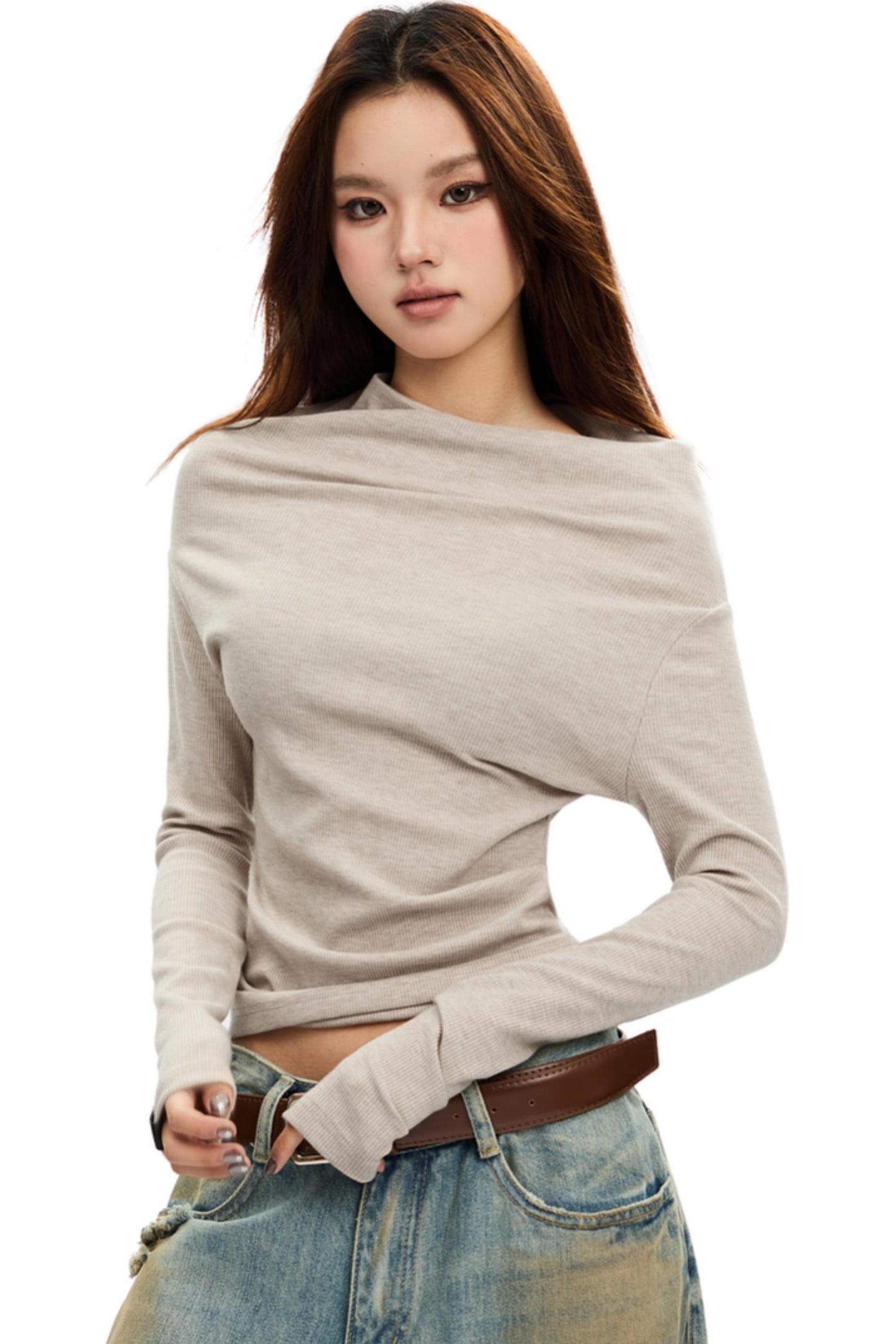 IRREGULAR TRIM LONG SLEEVE TOP