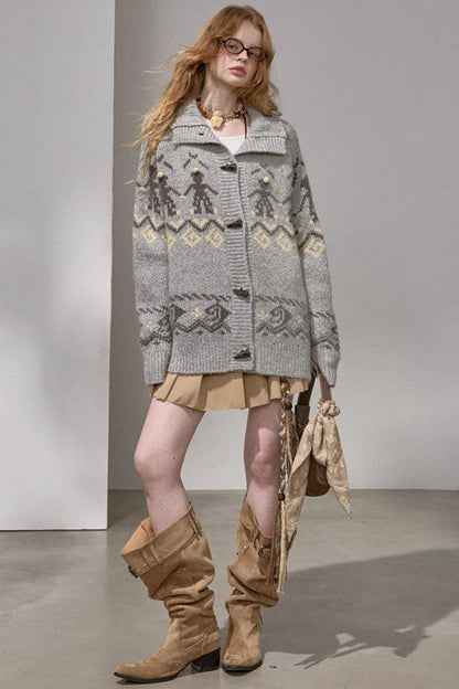 Pom-Pom Knit Cardigan Jacket