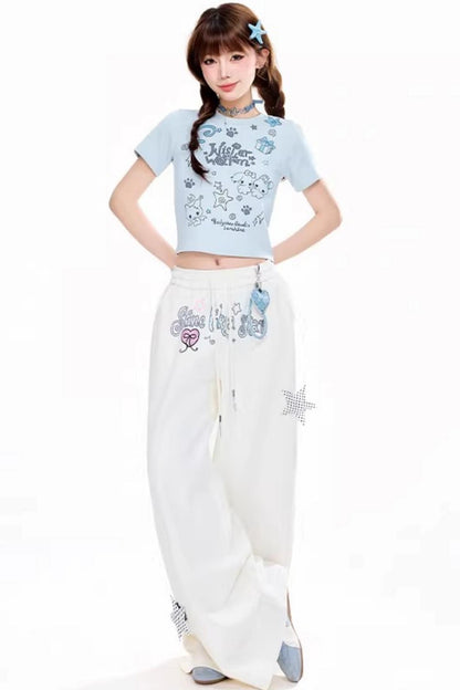 Star-Decorated Drapey Pants