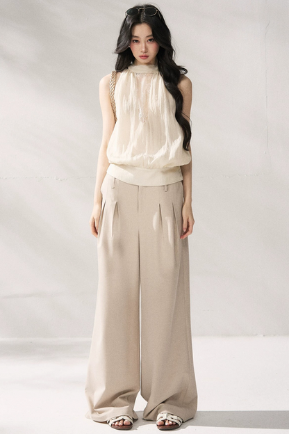 Gilet beige con scollo all'americana